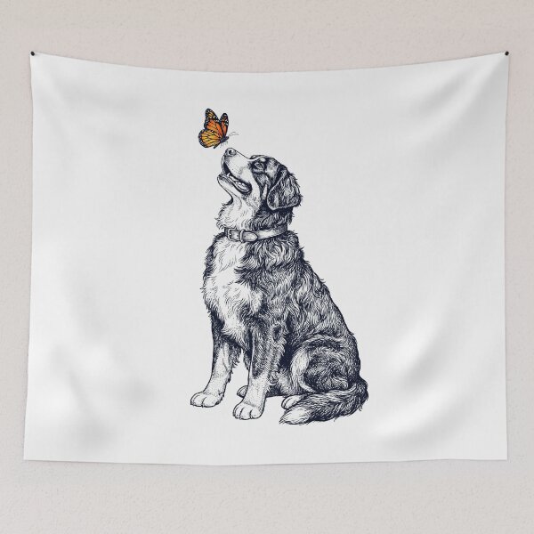 Item preview, Vintage Bernese Mountain Dog with Butterfly Dog Lover designed and sold by DoodleTortle.