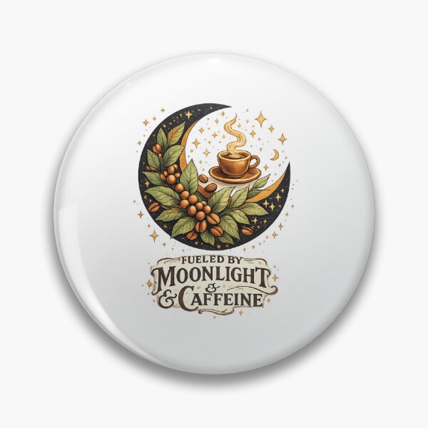 Item preview, Fueled by Moonlight & Caffeine - Vintage Celestial Coffee Art designed and sold by BrewmarkStudio.