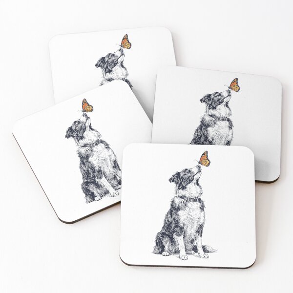 Item preview, Vintage Border Collie with Butterfly Dog Lover designed and sold by DoodleTortle.