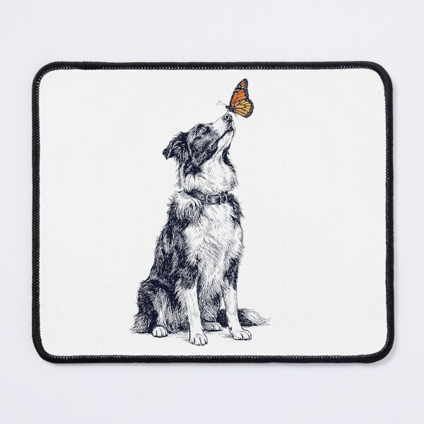 Item preview, Vintage Border Collie with Butterfly Dog Lover designed and sold by DoodleTortle.