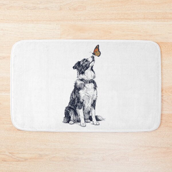 Aperçu de l'œuvre Border Collie vintage avec papillon amoureux des chiens créée et vendue par DoodleTortle.