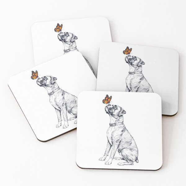 Item preview, Vintage Boxer Dog with Butterfly Dog Lover designed and sold by DoodleTortle.