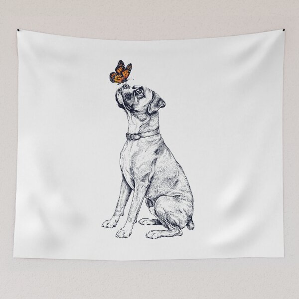 Item preview, Vintage Boxer Dog with Butterfly Dog Lover designed and sold by DoodleTortle.