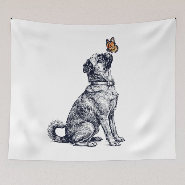 Item preview, Vintage Brussels Griffon with Butterfly Dog Lover designed and sold by DoodleTortle.