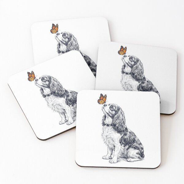 Item preview, Vintage Cavalier King Charles Spaniel with Butterfly Dog Lover designed and sold by DoodleTortle.