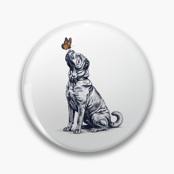 Artikelvorschau, Vintage chinesischer Shar Pei mit Schmetterling Hundeliebhaber entworfen und verkauft von DoodleTortle.