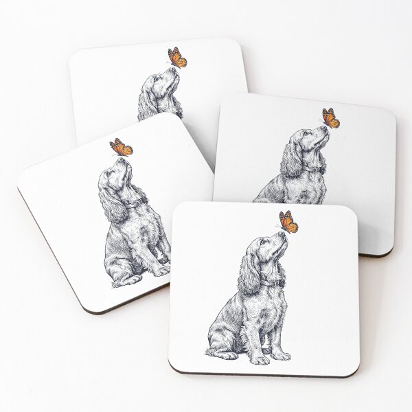 Item preview, Vintage Cocker Spaniel with Butterfly Dog Lover designed and sold by DoodleTortle.
