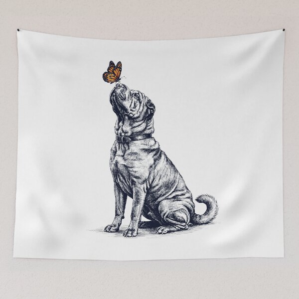 Item preview, Vintage Chinese Shar Pei with Butterfly Dog Lover designed and sold by DoodleTortle.