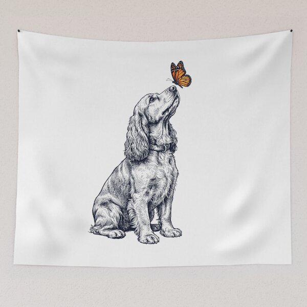 Item preview, Vintage Cocker Spaniel with Butterfly Dog Lover designed and sold by DoodleTortle.