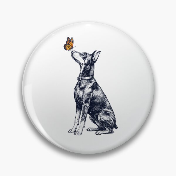 Item preview, Vintage Doberman Pinscher with Butterfly Dog Lover designed and sold by DoodleTortle.