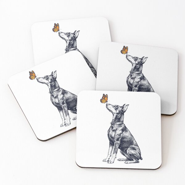 Item preview, Vintage Doberman Pinscher with Butterfly Dog Lover designed and sold by DoodleTortle.