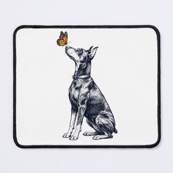 Item preview, Vintage Doberman Pinscher with Butterfly Dog Lover designed and sold by DoodleTortle.
