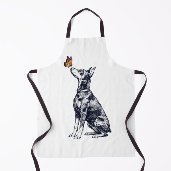 Aperçu de l'œuvre Doberman Pinscher vintage avec papillon, amoureux des chiens créée et vendue par DoodleTortle.
