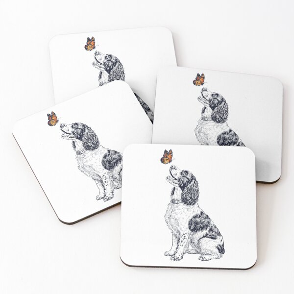 Item preview, Vintage English Springer Spaniel with Butterfly Dog Lover designed and sold by DoodleTortle.