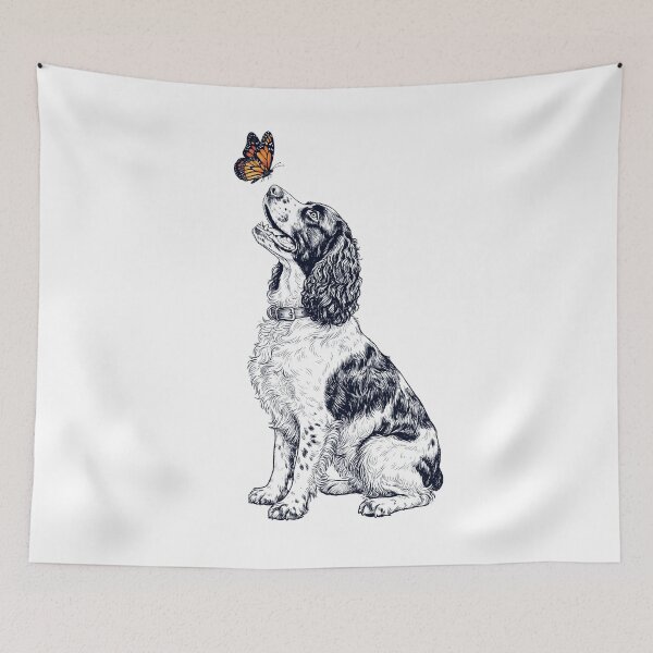 Item preview, Vintage English Springer Spaniel with Butterfly Dog Lover designed and sold by DoodleTortle.