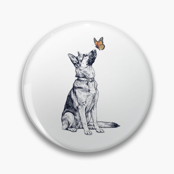 Item preview, Vintage German Shepherd with Butterfly Dog Lover designed and sold by DoodleTortle.