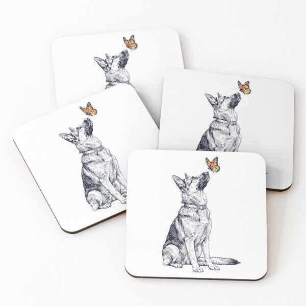 Item preview, Vintage German Shepherd with Butterfly Dog Lover designed and sold by DoodleTortle.