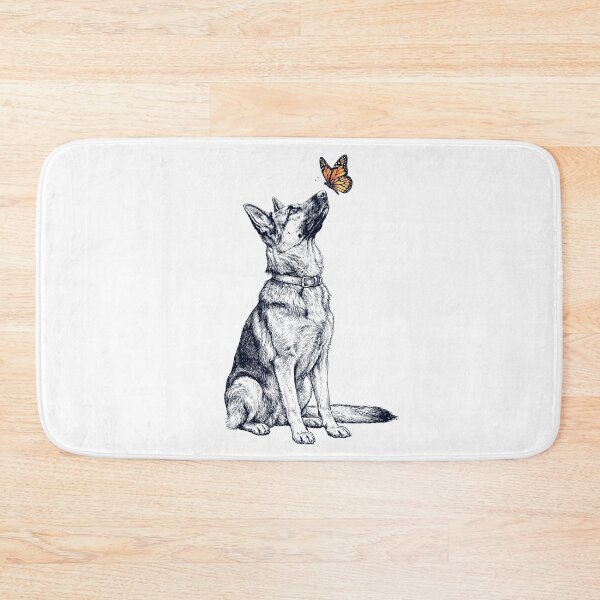 Item preview, Vintage German Shepherd with Butterfly Dog Lover designed and sold by DoodleTortle.