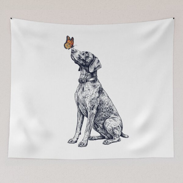 Item preview, Vintage German Shorthaired Pointer with Butterfly Dog Lover designed and sold by DoodleTortle.