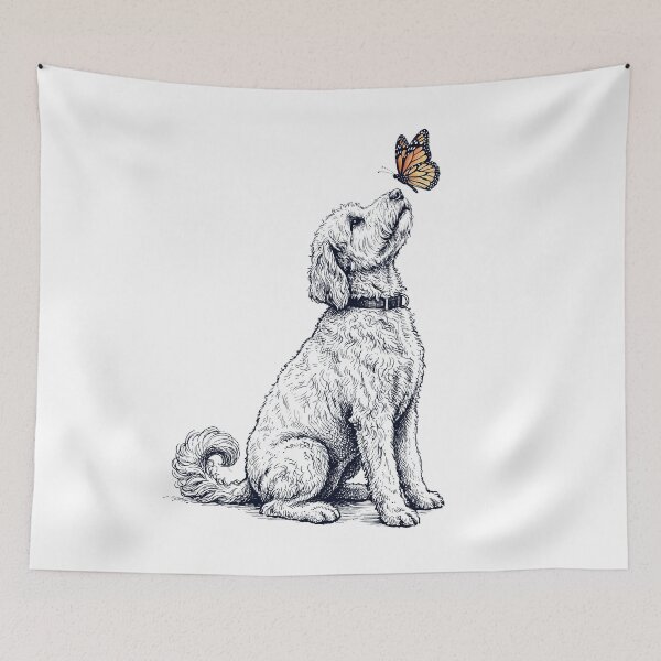 Item preview, Vintage Goldendoodle with Butterfly Dog Lover designed and sold by DoodleTortle.