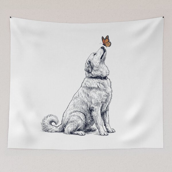 Item preview, Vintage Great Pyrenees with Butterfly Dog Lover designed and sold by DoodleTortle.