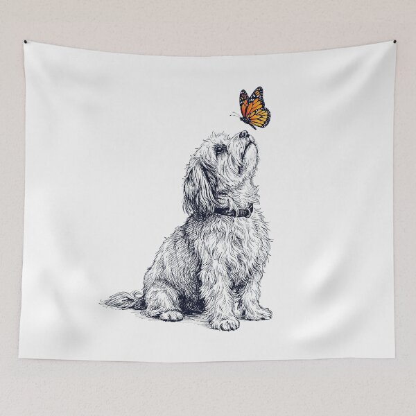 Item preview, Vintage Havanese with Butterfly Dog Lover designed and sold by DoodleTortle.