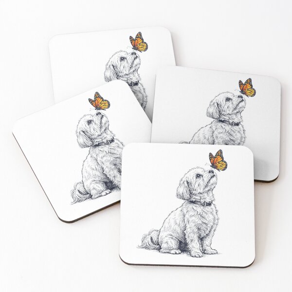 Item preview, Vintage Maltese with Butterfly Dog Lover designed and sold by DoodleTortle.