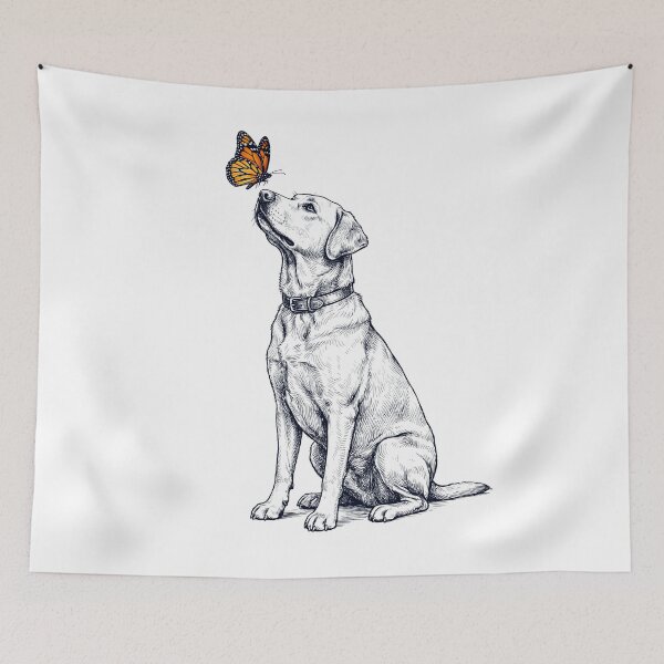 Item preview, Vintage Labrador Retriever with Butterfly Dog Lover designed and sold by DoodleTortle.