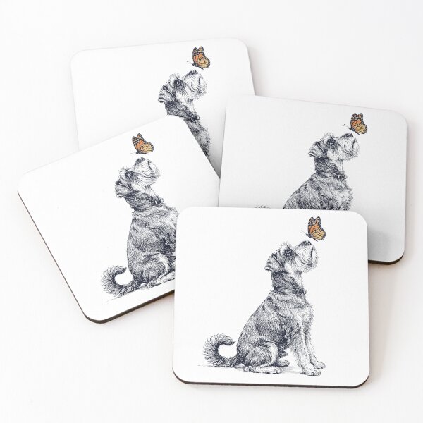 Item preview, Vintage Miniature Schnauzer with Butterfly Dog Lover designed and sold by DoodleTortle.