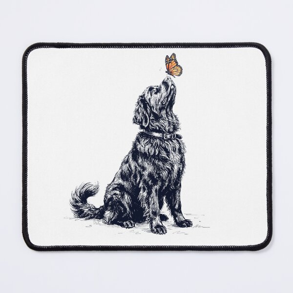 Item preview, Vintage Newfoundland with Butterfly Dog Lover designed and sold by DoodleTortle.