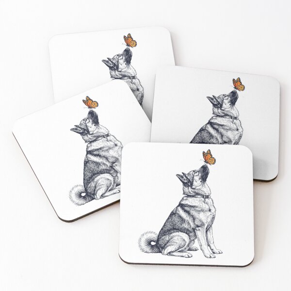 Item preview, Vintage Norwegian Elkhound with Butterfly Dog Lover designed and sold by DoodleTortle.