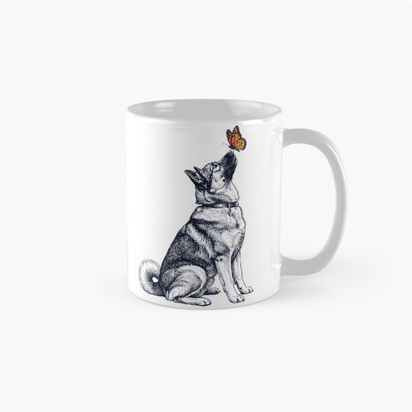 Item preview, Vintage Norwegian Elkhound with Butterfly Dog Lover designed and sold by DoodleTortle.
