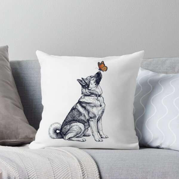 Item preview, Vintage Norwegian Elkhound with Butterfly Dog Lover designed and sold by DoodleTortle.