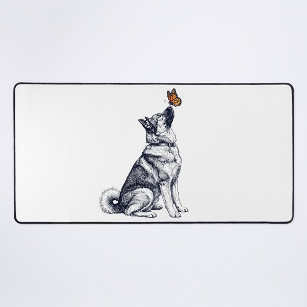 Item preview, Vintage Norwegian Elkhound with Butterfly Dog Lover designed and sold by DoodleTortle.