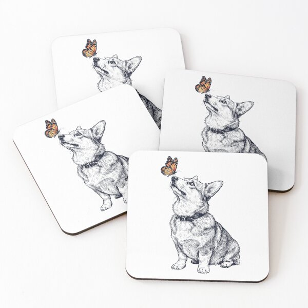 Item preview, Corgi galés de Pembroke vintage con mariposa amante de los perros designed and sold by DoodleTortle.