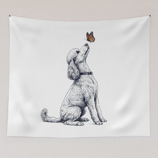 Item preview, Vintage Poodle with Butterfly Dog Lover designed and sold by DoodleTortle.