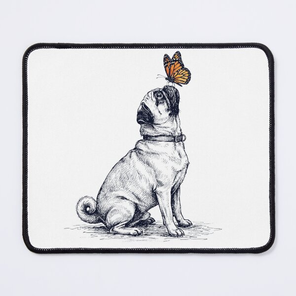 Item preview, Vintage Pug with Butterfly Dog Lover designed and sold by DoodleTortle.