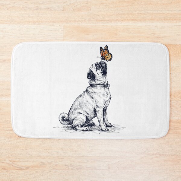 Item preview, Vintage Pug with Butterfly Dog Lover designed and sold by DoodleTortle.