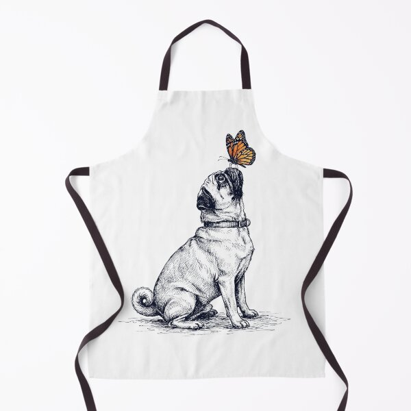 Artikelvorschau, Vintage-Mops mit Schmetterling für Hundeliebhaber entworfen und verkauft von DoodleTortle.