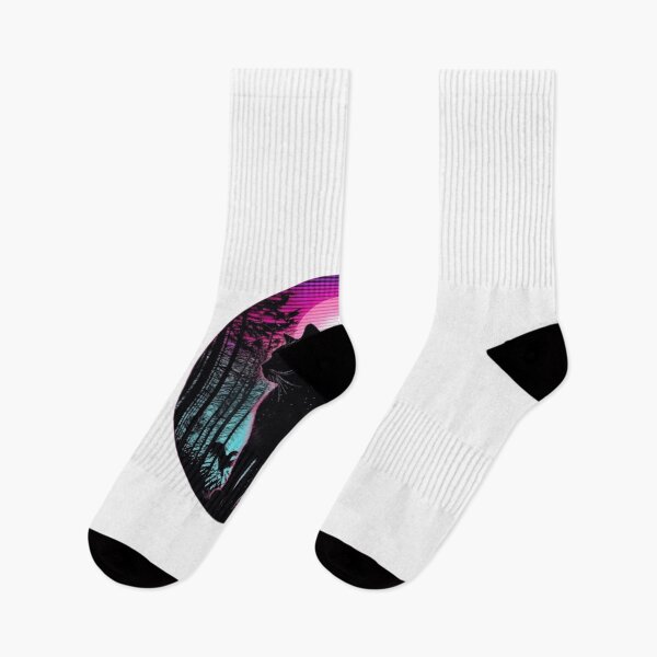 Item preview, Retro 80s Synthwave Cat - Aesthetic Black Cat In Forest designed and sold by trendnest_shop.