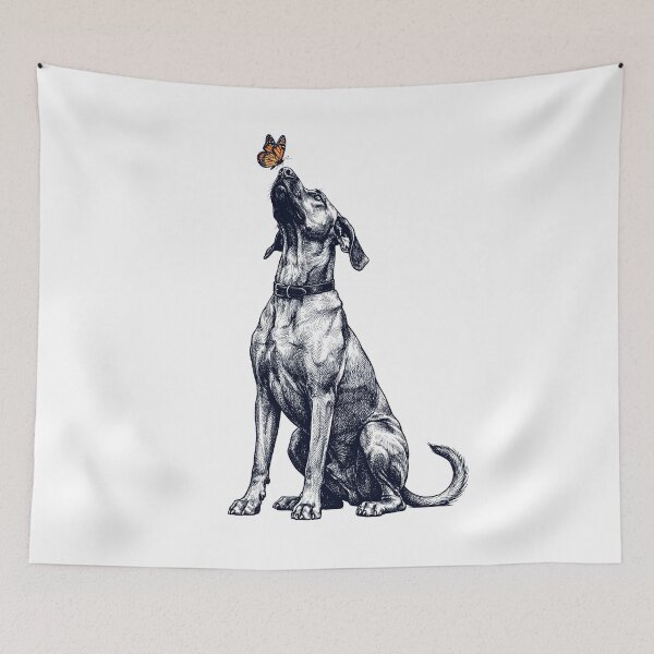 Item preview, Vintage Rhodesian Ridgeback with Butterfly Dog Lover designed and sold by DoodleTortle.