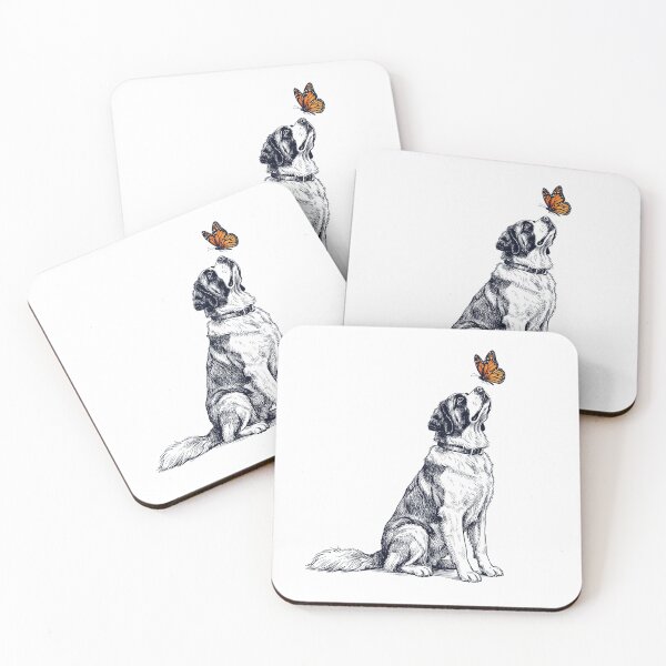Item preview, Vintage Saint Bernard with Butterfly Dog Lover designed and sold by DoodleTortle.