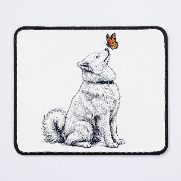 Item preview, Vintage Samoyed with Butterfly Dog Lover designed and sold by DoodleTortle.