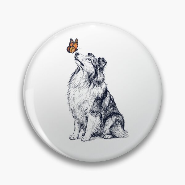 Item preview, Vintage Shetland Sheepdog with Butterfly Dog Lover designed and sold by DoodleTortle.