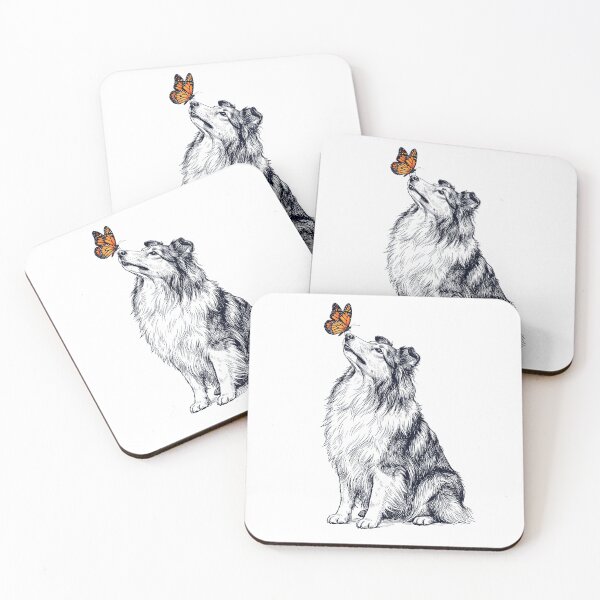 Item preview, Vintage Shetland Sheepdog with Butterfly Dog Lover designed and sold by DoodleTortle.