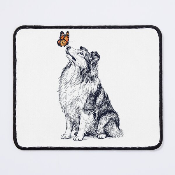 Item preview, Vintage Shetland Sheepdog with Butterfly Dog Lover designed and sold by DoodleTortle.