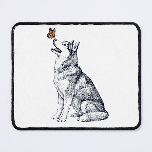 Item preview, Vintage Siberian Husky with Butterfly Dog Lover designed and sold by DoodleTortle.