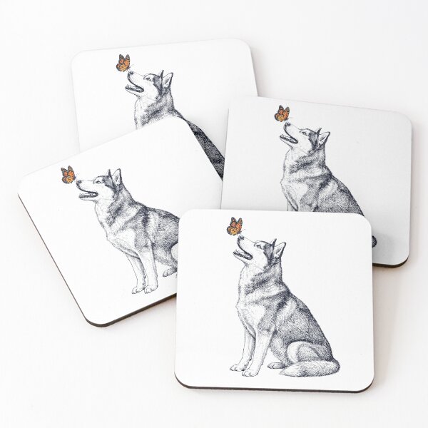 Item preview, Vintage Siberian Husky with Butterfly Dog Lover designed and sold by DoodleTortle.