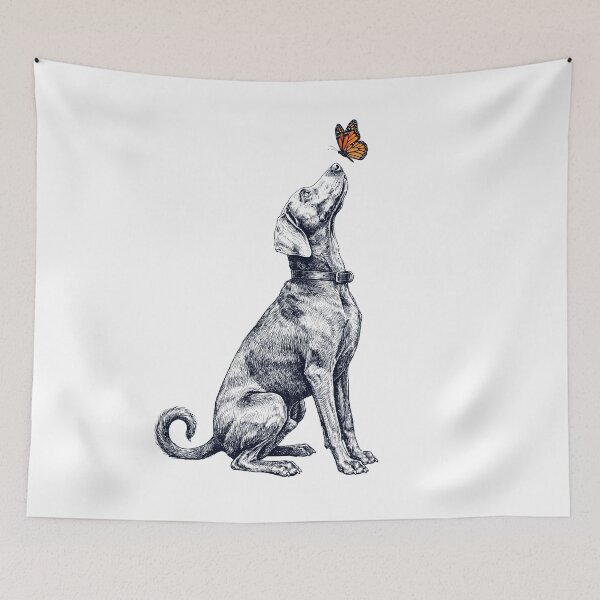 Item preview, Vintage Weimaraner with Butterfly Dog Lover designed and sold by DoodleTortle.