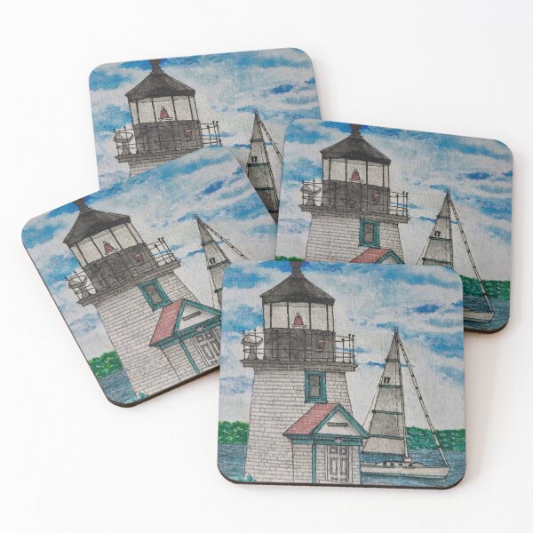 Item preview, Lighthouse and Sailboat - Original Watercolor Coastal Art designed and sold by AliAltinelArt.